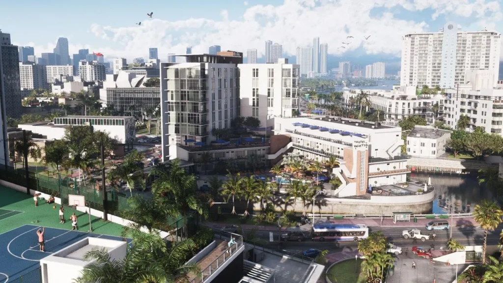 Vice City GTA 6 Ocean Beach hôtels Art Déco plages trailer